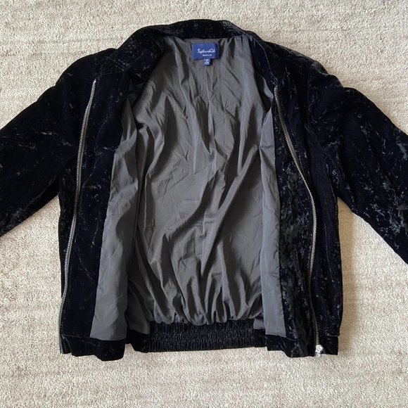 Splendid Black Velvet Bomber Jacket - Picture 5 of 12